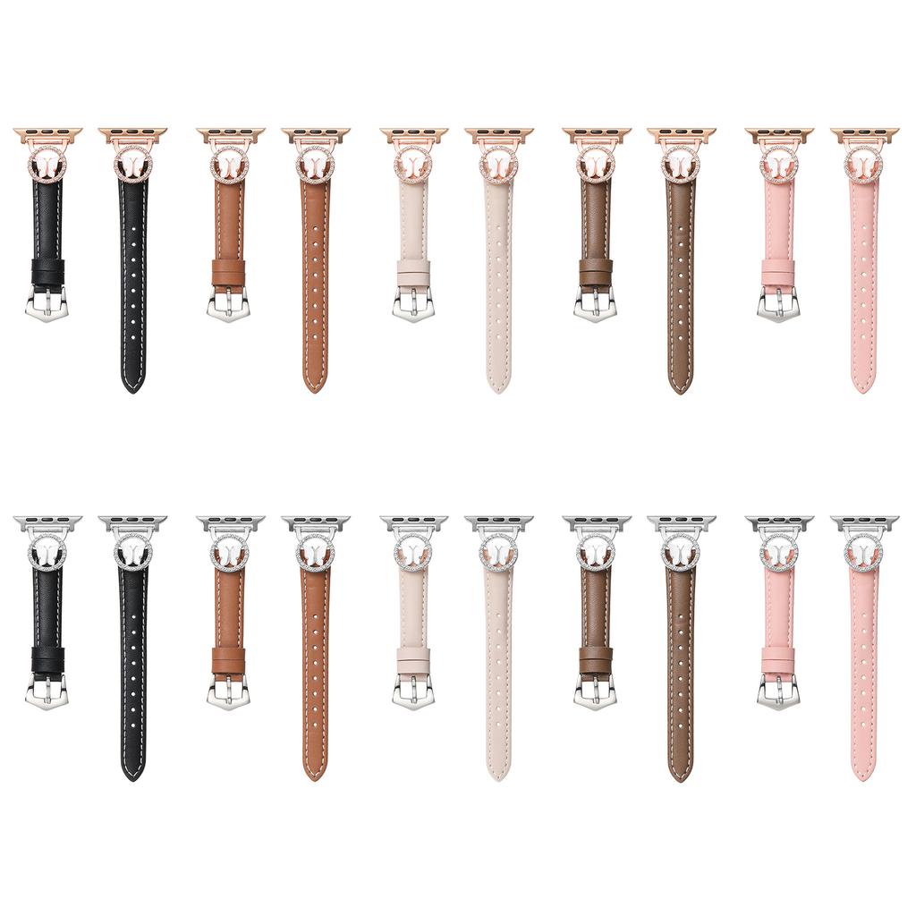 Leather Strap for Apple Watch Series 10 9 8 7 SE 6 5 4 3 2 1 42mm 41mm 40mm 38mm Rhinestone Butterfly Band