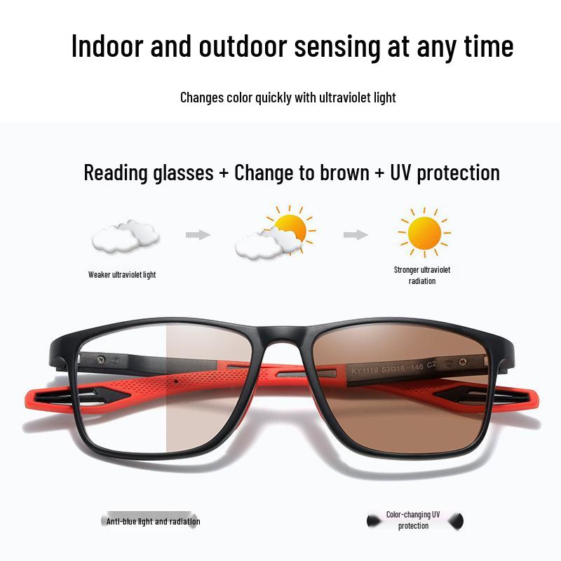New Unisex Color-Changing TR90 Reading Glasses: Ultra-light, Anti-Slip, Anti-Blue Light, Indoor/Outdoor Sports Design.