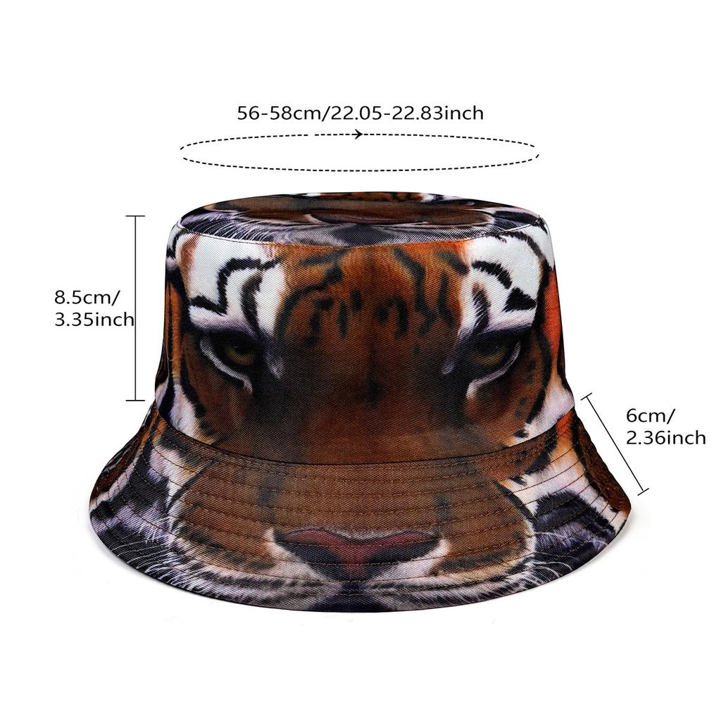 Tiger Pattern Double-Sided Bucket Hat - Stylish Unisex Sun Hat with Sun Protection for Outdoor Adventures
