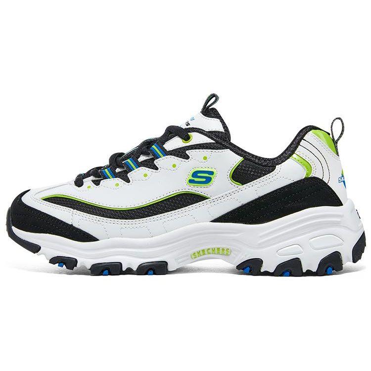 Skechers Women's White/Black Dlites 1.0 Earth Mesh Leather Trendy Low-Top Dad Shoes Sneakers Teal 896262-Wbmt Cm