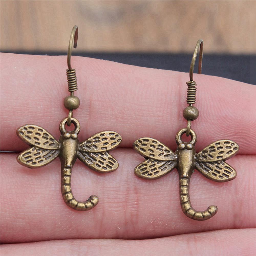 Hängeohrring Libelle Schmetterling Vintage Schmuckzubehör Ohrringgröße 18x19mm QE009