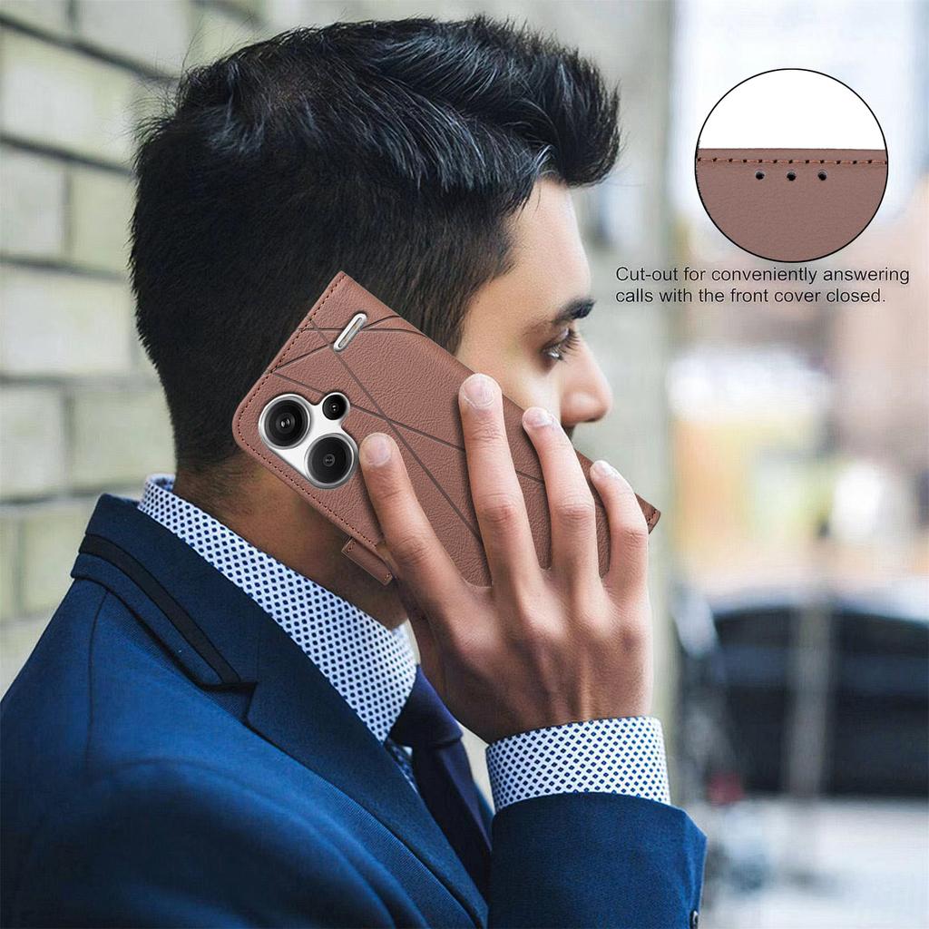 For Xiaomi Redmi Note 13 Pro+ 5G Case BINFEN COLOR BF35 Geometry Imprinted Leather Phone Cover RFID Blocking Wallet Stand