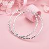 925 Sterling Silver Wedding Gift 35/50mm Circle Pierced Earrings Charming Jewelry
