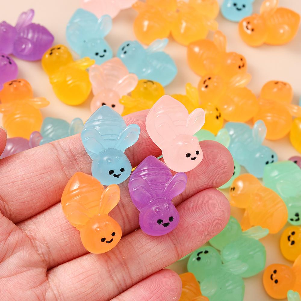 Leslie 15Pcs Cute Luminous Mini Bee Resin Charms For Phone Case Nail Art Kids Toys Garden Miniature Decoration Accessories