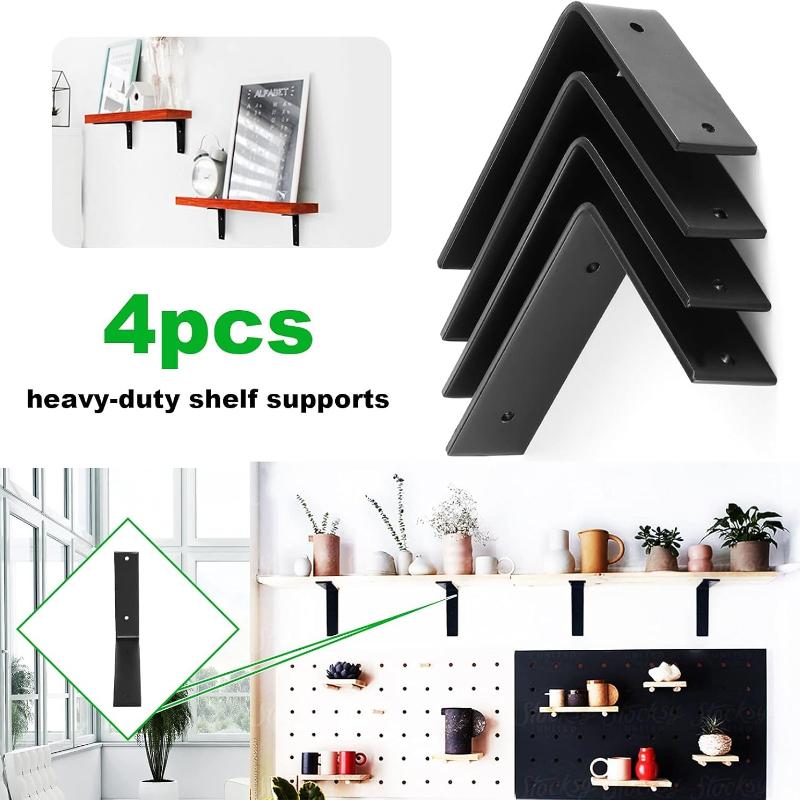 4 Pieces Wall Shelf Brackets for Shelves,90 Degree Metal Wall Support Corner Brace,Heavy Duty Shelf Supports, L Shape Right Angle Bracket  (150x250mm)