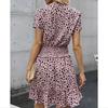 Fashion Slim Dot Printed O-neck Mini Dress Women Sexy Short-sleeved Elastic Waist Ladies Dress Sweet Pink A-line  Robe 26508