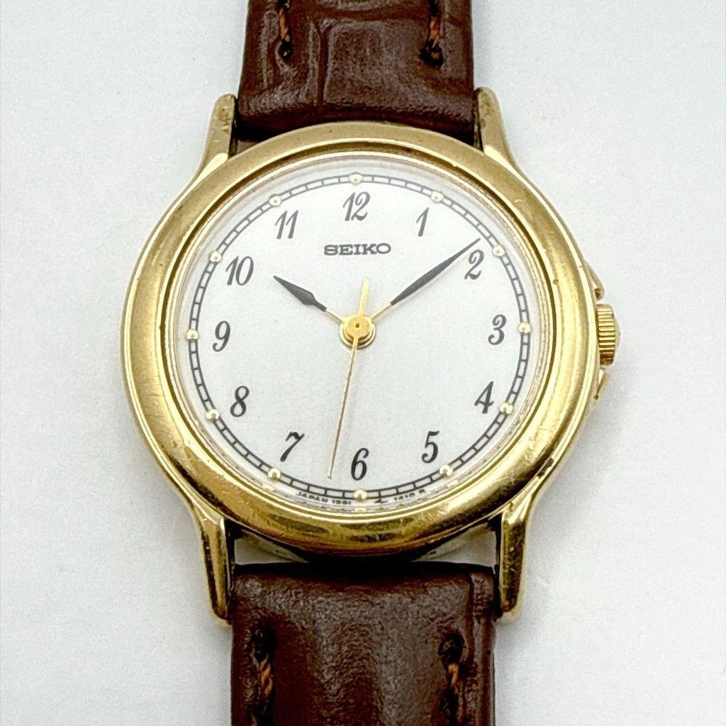 Used C178 [Working, 1997 Vintage, New Belt] SEIKO Quartz White Dial Ladies Watch