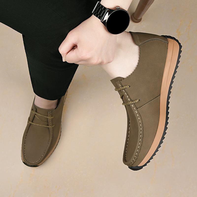 Fashion High Quality Handmade Stitched Leather Shoes Branded Business Office Casual Shoes Thick Soled Comfortable Anti Slip Men's Shoes