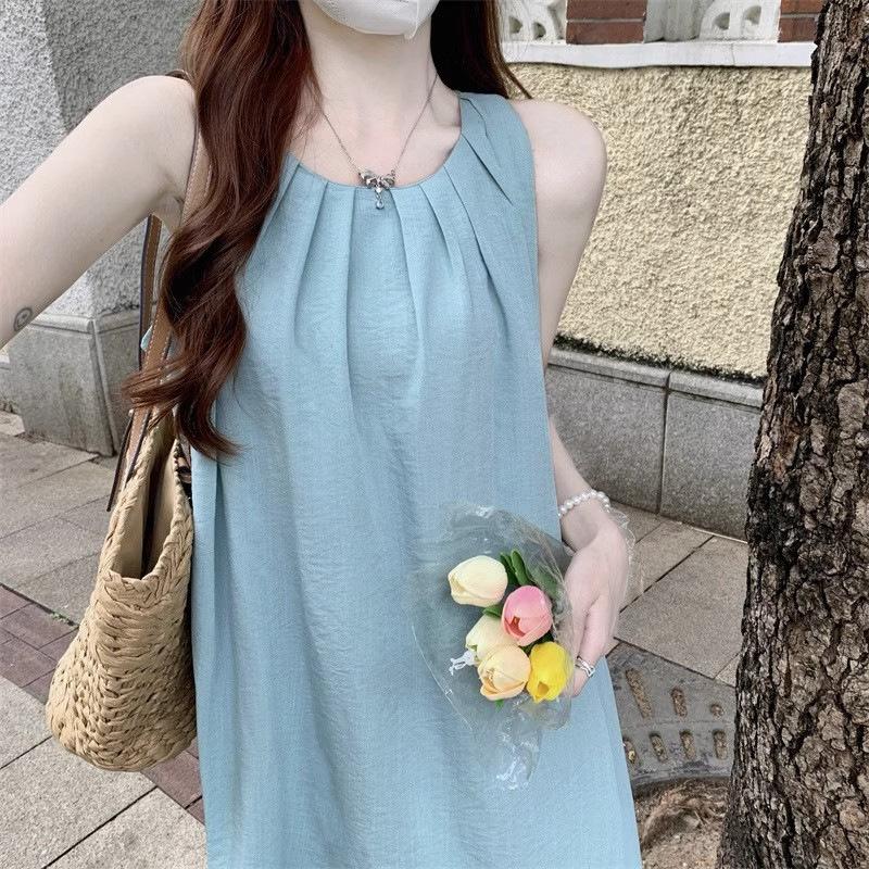 French Skirt Seaside Vacation Dress Women's Summer Niche Design Sense Loose Sleeveless Vest Skirt a Word Long Dress