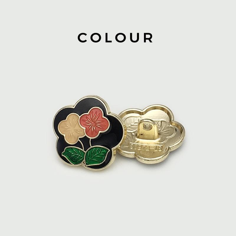 10PCS Of National Style Enamel Colorful Metal Buttons Burnt Blue Palace Oil Square Flower Clothing Button