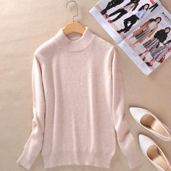 

Women s Half-High Collar Spring/Autumn Knit Sweater Pullover L