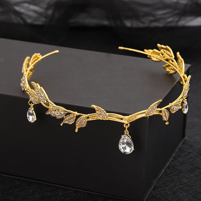 Luxury Rhinestone Tiaras Headbands for Women Leaf Crystal Crown Headdress Bridal Wedding Hair Jewelry Accessories