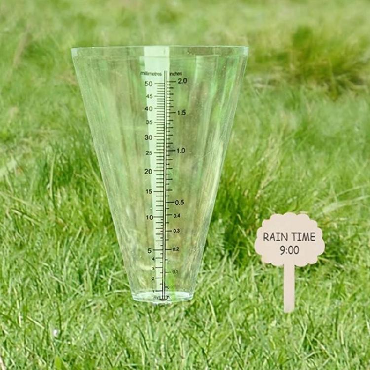 Clear Plastic Cone Rain Gauge Innovative Starter Gardening Plant Growing