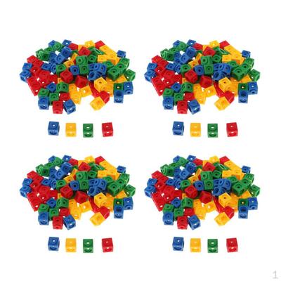 Linking Counting Cubes Snap Blocks Teaching Math Homeschool 400 Pcs 4 Colors