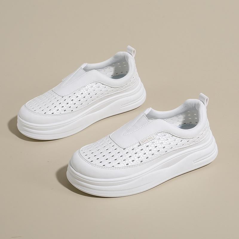 Women's Summer Platform Mesh Sneakers Cutout Sports Shoes Workout Gym Running Shoes Breathable Slip-On Walking Shoes Casual Tennis Sneakers for Women
