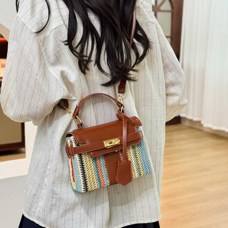 Beliebte Mode Strohtasche Damen, neu trendig lässig, eine Schulter Umhängetasche