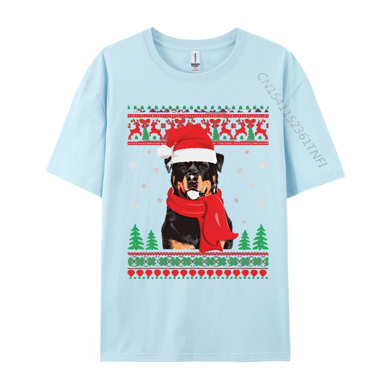 Rottweiler Santa Hat Snow Flake Ugly Tshirt Retro Printed T shirt Anime Tee Shirt Man Clothing Plus Size