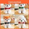 Plush Shiba Inu Toy With Green Bow Soft Stuffed Animal For Children Companion