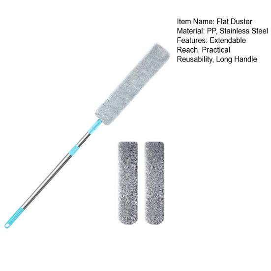 Retractable Gap Dust Cleaning Tool with 2 Microfiber Clothes Long Handle Flat Duster Flexible Dusting Accessory
