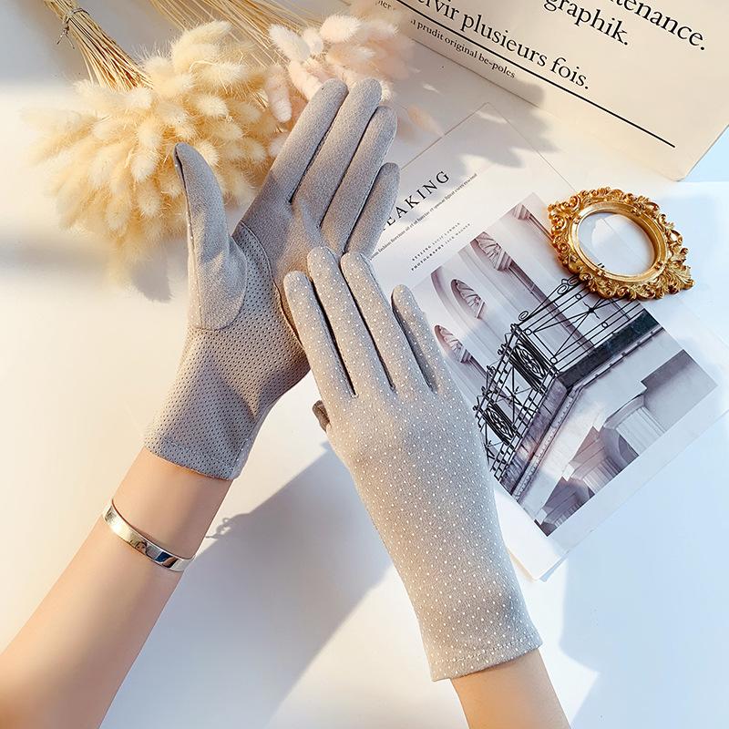 Thin Gloves Women's Sunscreen Summer Elastic Short Pure Cotton