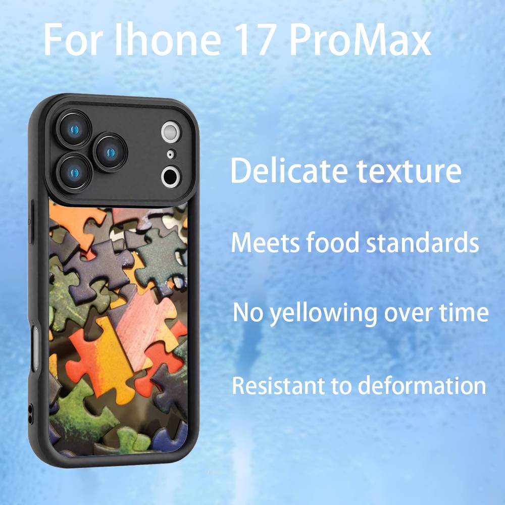 Art Puzzle Interesting Phone Case For iPhone 17,16,15,14,13,12,Pro,Max,Plus,E,SE4,Air, emery Black Full Coverage TPU