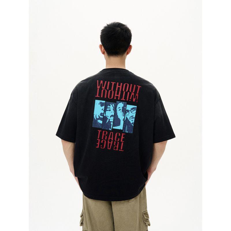 Kisko Design-Inspired American-Style Character Print Loose Round-Neck Short-Sleeve T-Shirt for Men and Women, Cool and Casual Summer Tee, Trendy