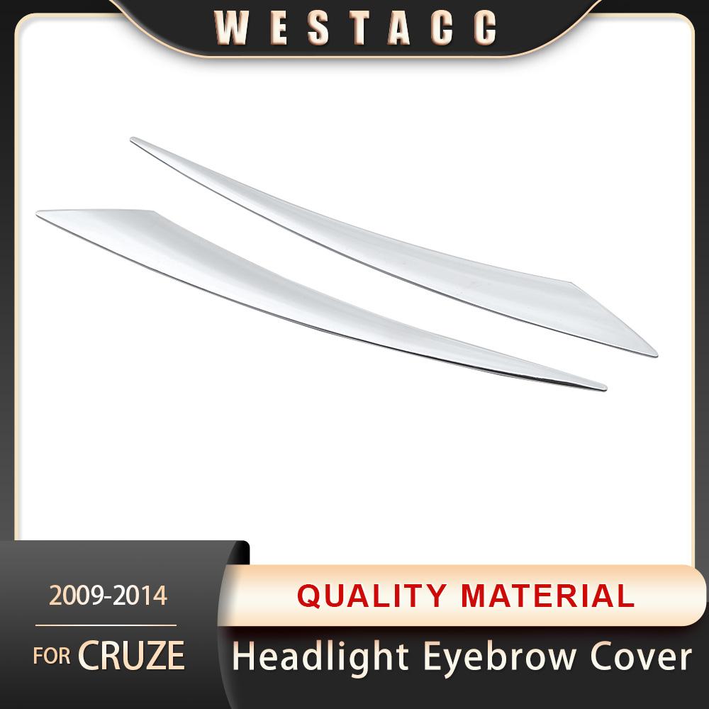 2 sztuk Chrome lampa czołowa pokrywa brwi naklejki wykończeniowe dla Chevrolet Cruze Sedan 2009 2010 2011 2012 2013 2014 2015