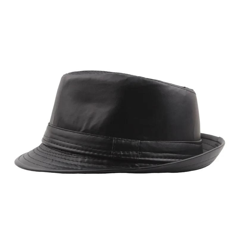 PU Leather Gift Fedoras  for Middle-aged and Elderly Autumn and Winter Outdoor Leisure Gentlemen Jazz Hat for Men Panama Hat
