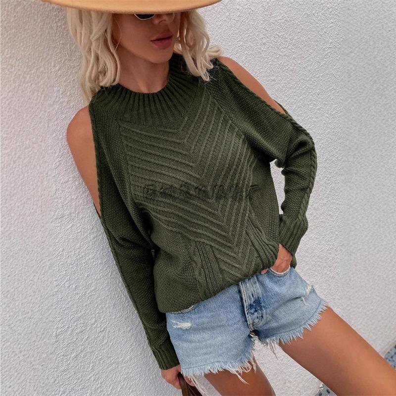 Women S Long Sleeve Crew Neck Knit Sweater Solid Color Casual Fall Winter
