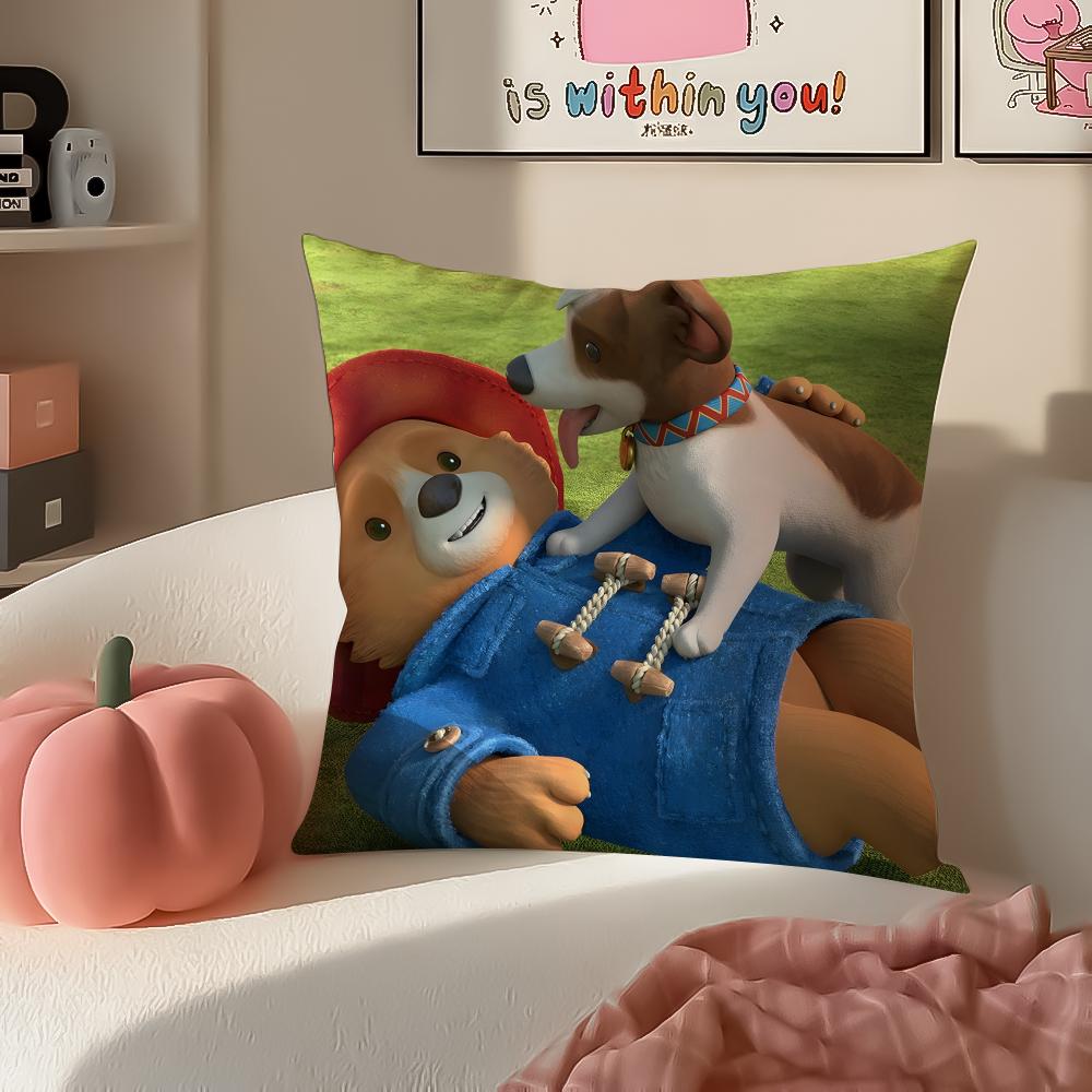 Cute PPaddington Bear Cushion Cover Pillowcase Short Plush Invisible zipper Room Sofa Cushion Cover