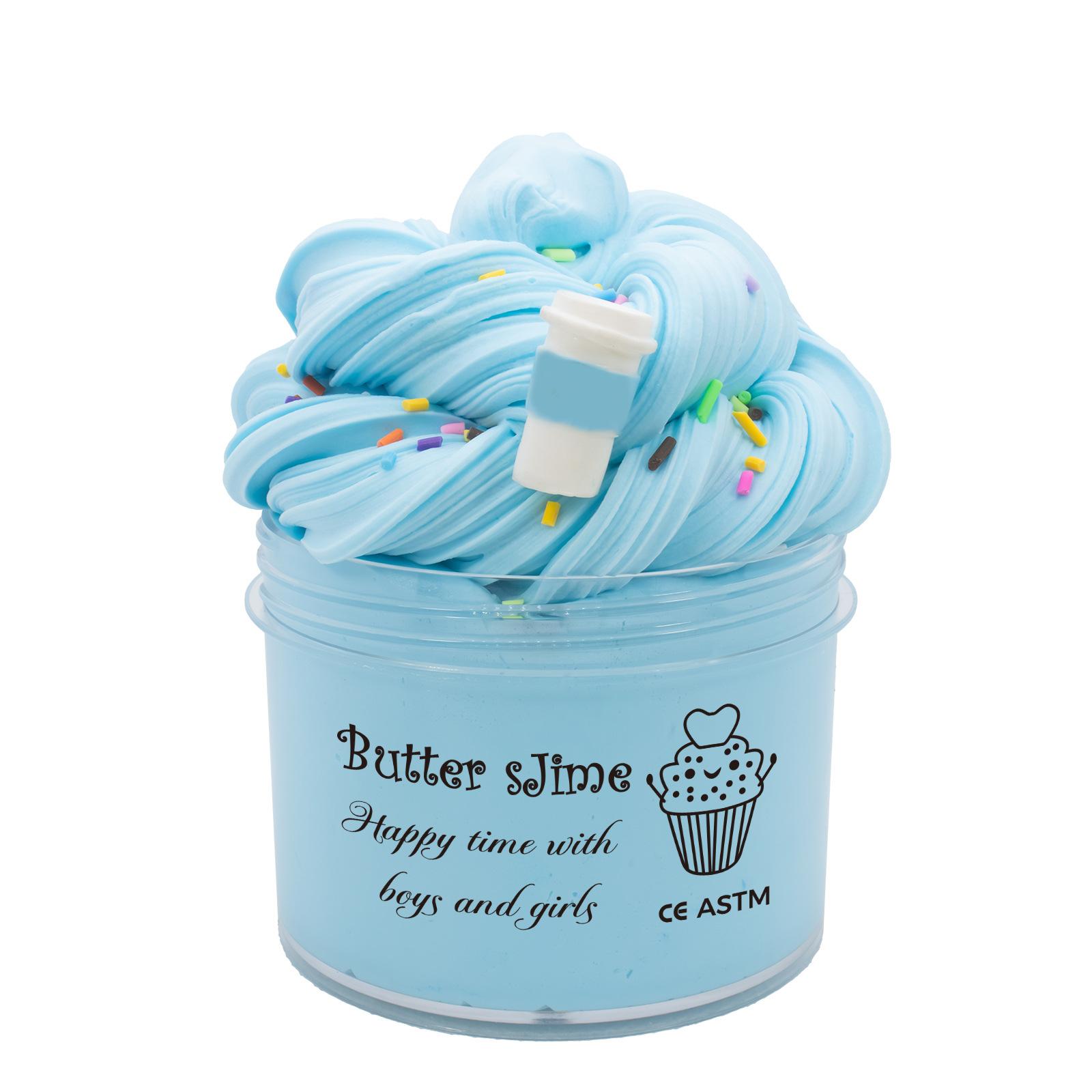 

(Аксессуары и игрушки случайные) Набор слаймов Butter Slime, супер мягкий и не липкий, самодельный сюрприз-слайм синий