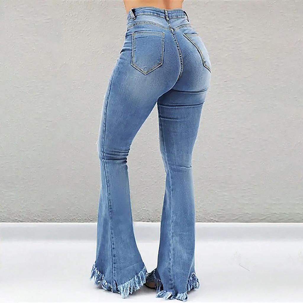 Jean délavé taille haute pour femme, pantalon à jambe droite polyvalent à la mode