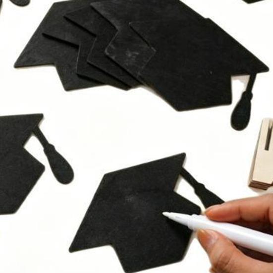 Wood Graduation Sign Board Black Grad Cap Guest Book Alternative with Stand for Class of 2026 Congrats Party Supplies Photo Props
