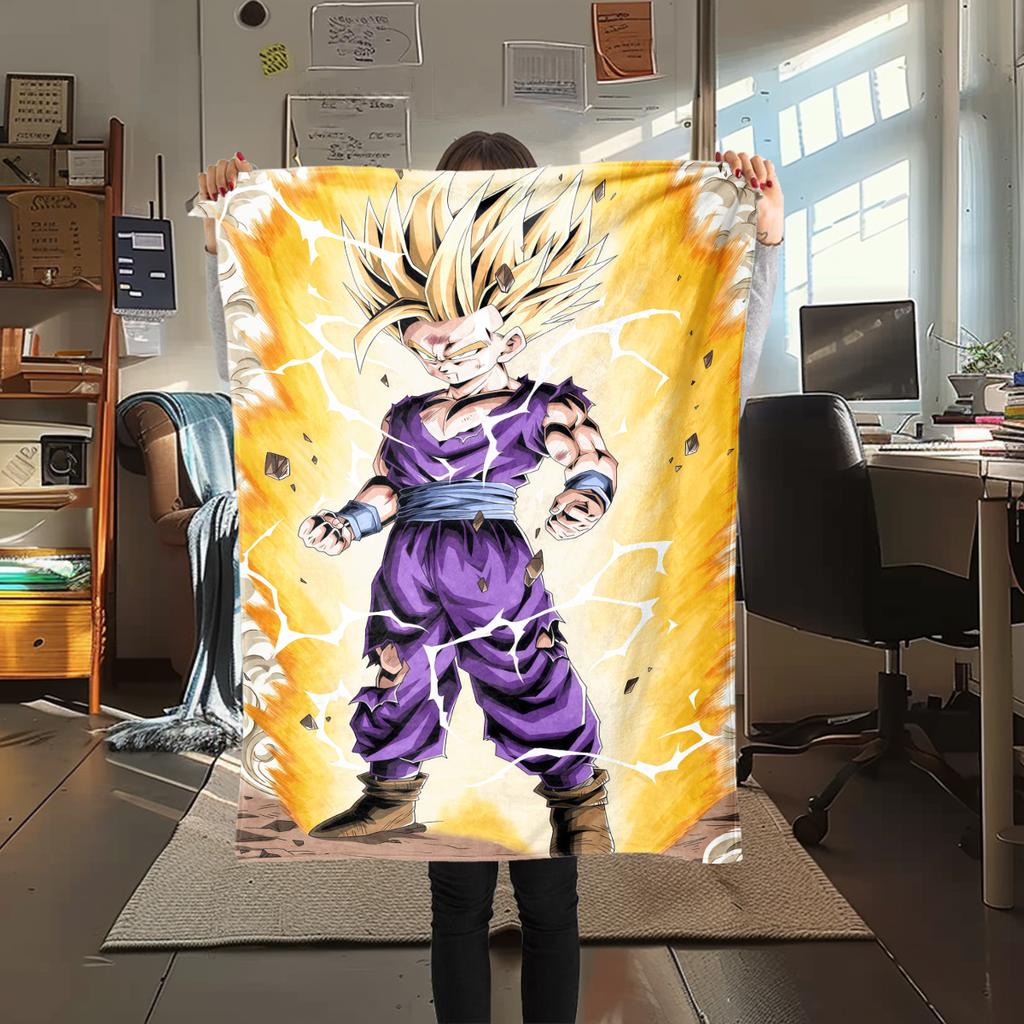 1PC Vegito Print Flannel Blanket, High Quality All Seasons, Home Decor, Warmth and Comfort, Perfect for Christmas Gifts