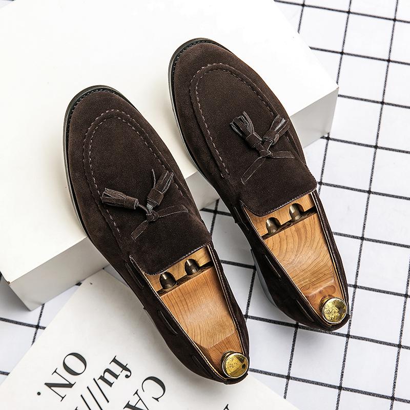 Spring Matte Tassel Slip-on Leather Shoes for Men - Versatile British Nightclub Style, Large Size