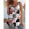 Summer Women's Large Size Colorful Creativity Portrait Flower 3D Printing Vest Loose Fashionable Comfortable Soft Breathable O Neck Sleeveless Vest