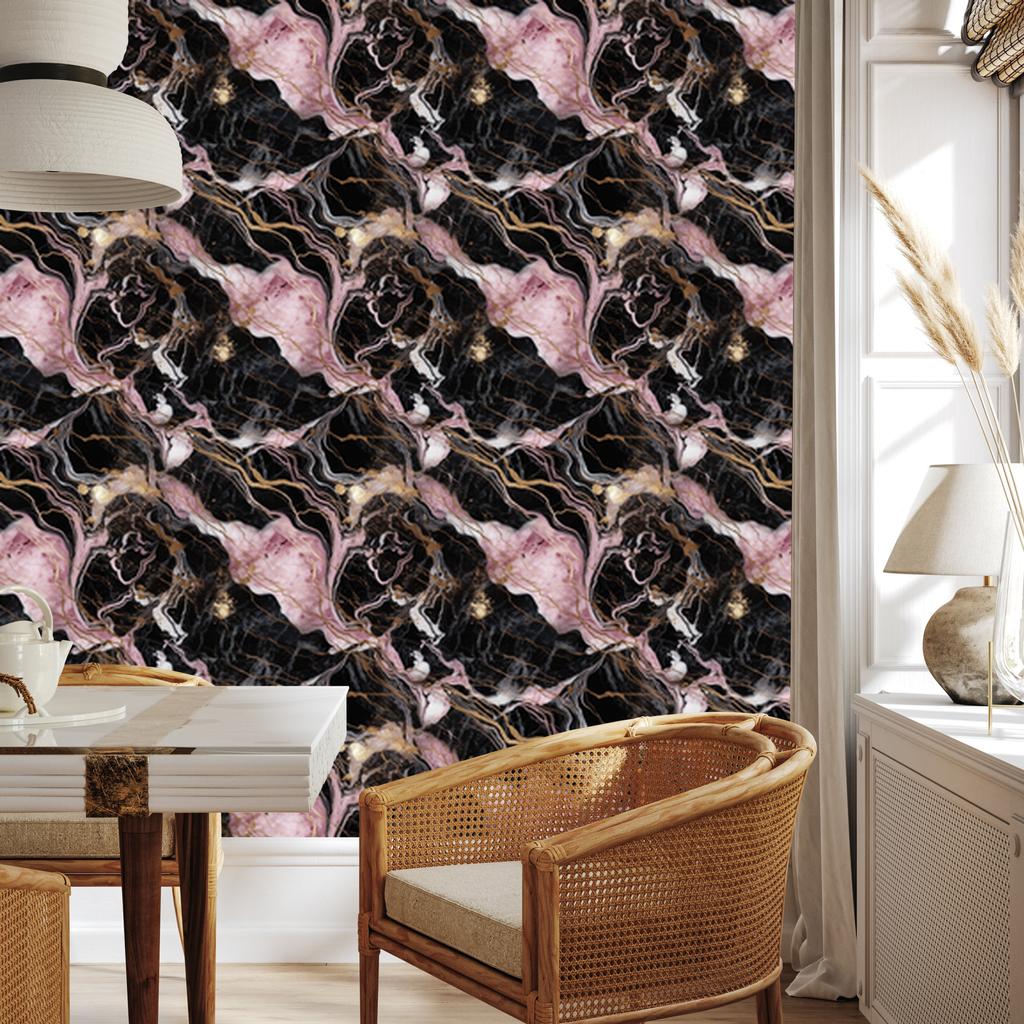 Marble Wallpaper Black, Brown and Red for Living Room and Bedroom 50x1000