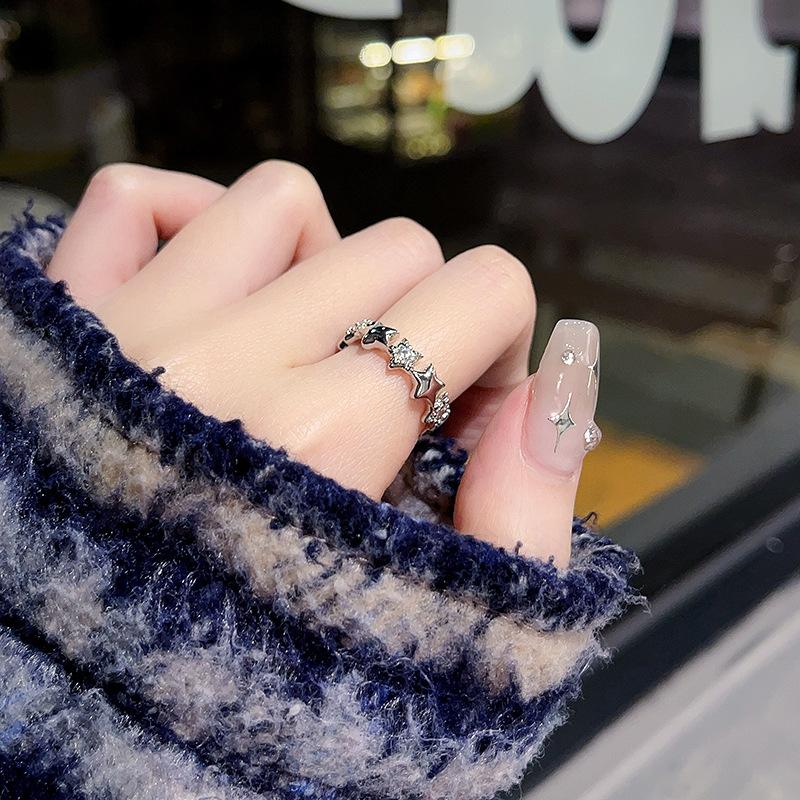 

Minimalist Exquisite Star Pearl Open Ring, Women S Year Trendy Cool Niche Design Index Finger Ring Adjustable opening