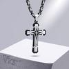 Vnox Colier cu cruce pentru bărbați cu lanț bizantin de 4 mm, bijuterii religioase cu pandantiv crucifix catolic din oțel inoxidabil punk rock