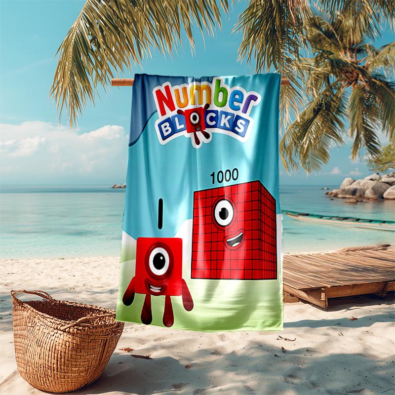 Beach Towel with Numberblocks7 Pattern - soft,absorbent,machine washable Lightweight&Modern,swimming,Travel Essentials