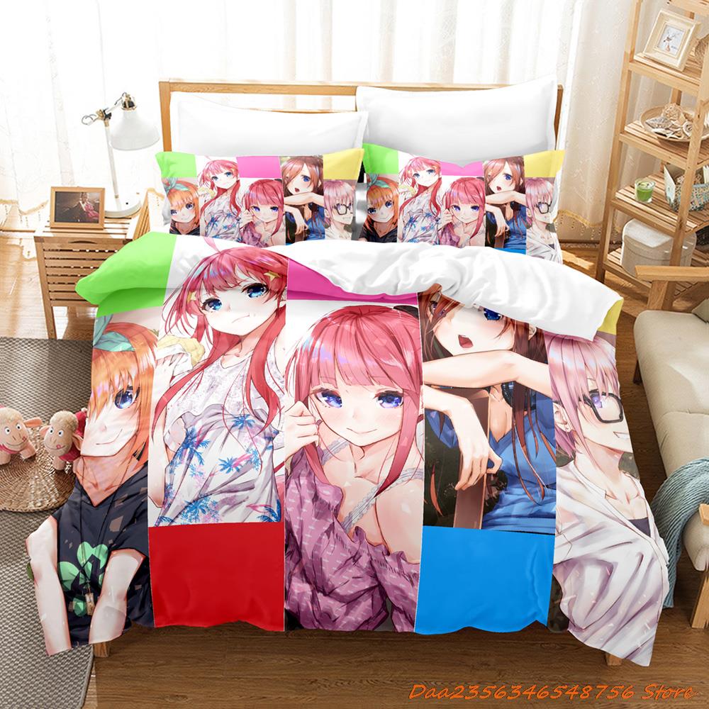 New The Quintessential Quintuplets Bedding Set Cartoon Anime three-piece set Adult Kid Bedroom Duvetcover Sets cama de casa