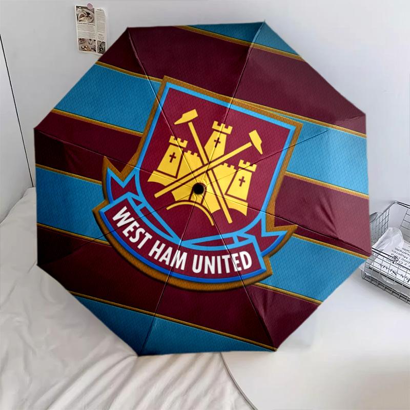 West Ham United FC pattern, automatic folding umbrella, portable and foldable design, 8 ribs, a Christmas or birthday gift.