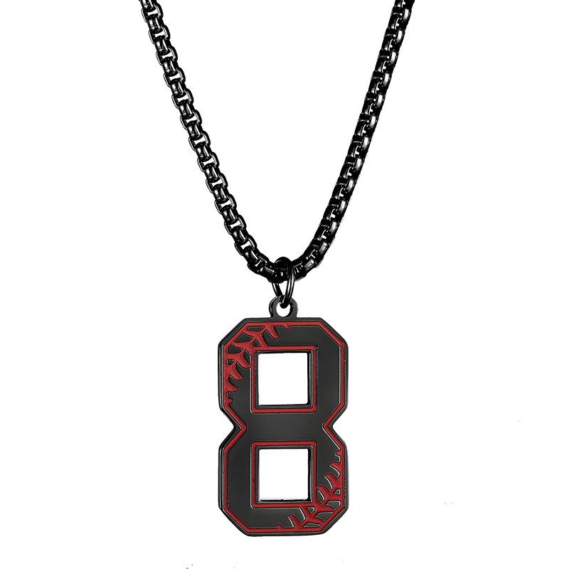 INS trendy stainless steel European and American fashion outdoor digital baseball necklace men's accessories titanium steel pendant