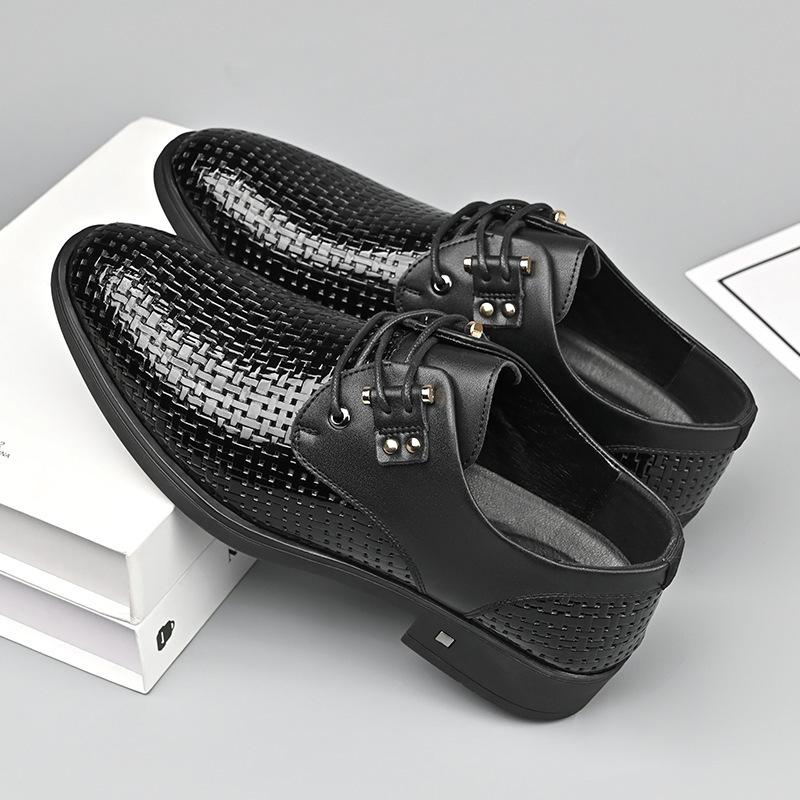 

Summer new men s business dress lace-up casual sandals men s breathable hollow hole shoes 38