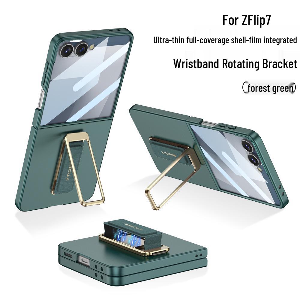 Samsung Z Flip7 Phone Case with Wrist Strap & Rotating Stand - Premium Protection for Folding Screen