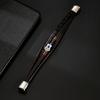 Multi Layer Minimalist Woven Men's Leather Bracelet European American New Magnetic Buckle Imitation Cowhide