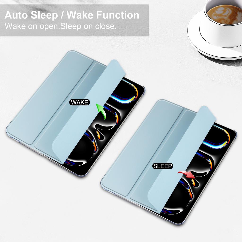 For iPad Pro 13 (2024) Stand Case PU Leather+PC Matte Back Tablet Case with Pen Slot