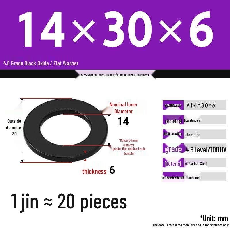 Blackened Enlarged Thickened Metal Washer - M3-M42