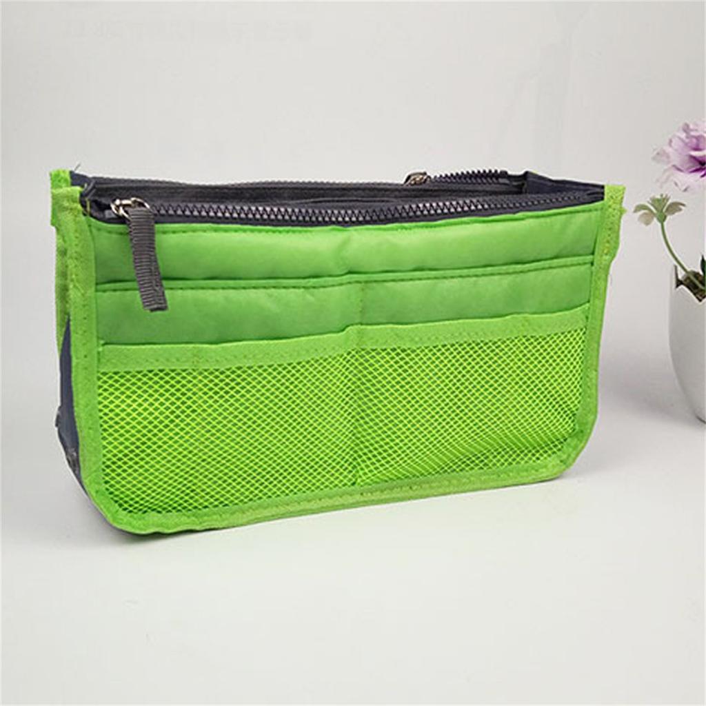Bolsa de almacenamiento multifuncional de doble pliegue, doble cremallera, gran capacidad, disposición de almacenamiento, artículos de tocador de maquillaje, bolsa de clasificación grande