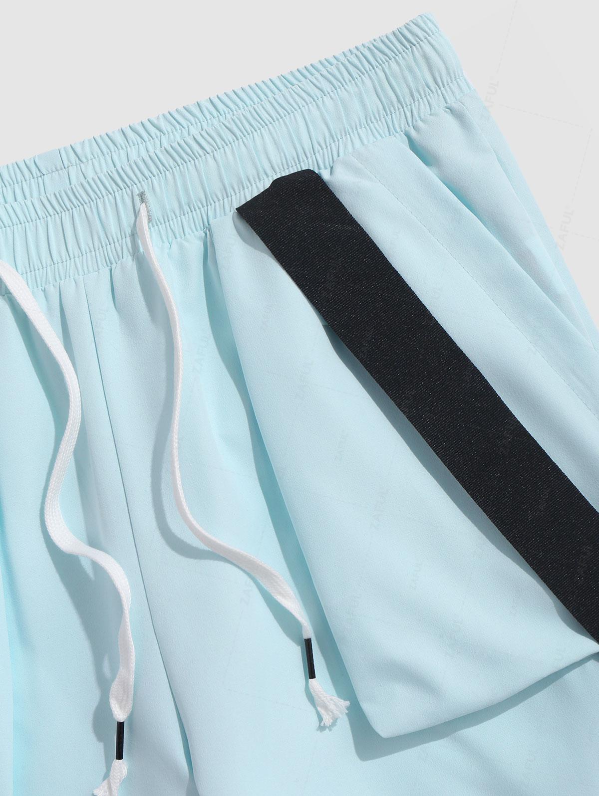 Брюки карго ZAFUL с ремешками и широкими штанинами L глубокий голубой — фото 4